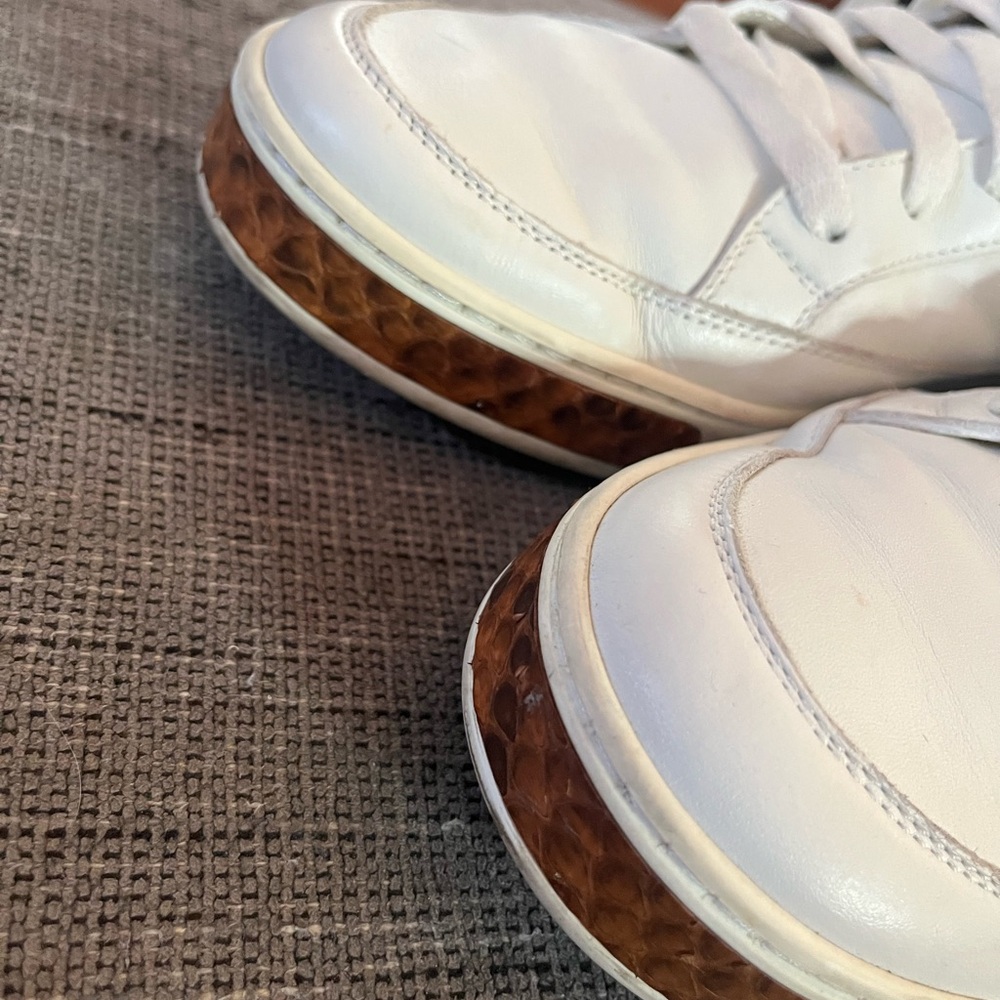 Gucci Men’s White Leathet Python Skin High Top Sneakers Limited Edition Sz 8.5 - Picture 2 of 16